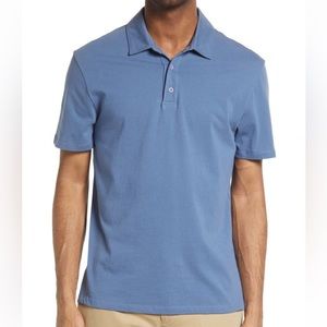 🩷FIRM PRICE🩷 Vince regular fit Garment Dyed cotton polo shirt in smoke b…